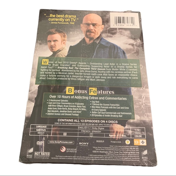 NWT Breaking Bad: The Complete Third Season DVD Video uncensored bonus content - Picture 2 of 3